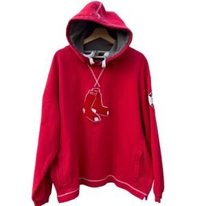 Boston Red Sox Majestic Vintage Fuzzy Patch logo red hoodie Sweatshirt Large